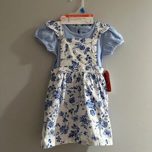 Wonder Nation Baby Girls 3 Piece Set Top Pinafore Skirt Diaper Cover Size 24M